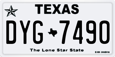 TX license plate DYG7490