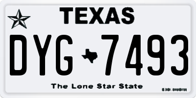 TX license plate DYG7493