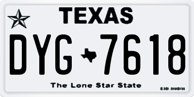 TX license plate DYG7618