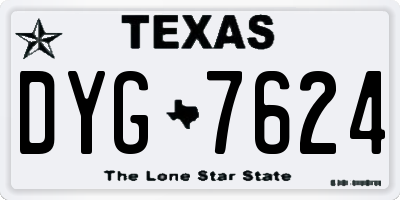TX license plate DYG7624