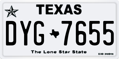 TX license plate DYG7655
