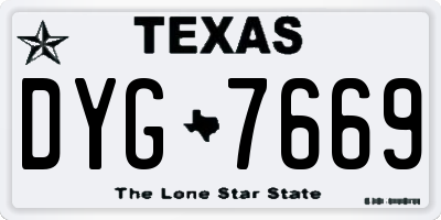 TX license plate DYG7669