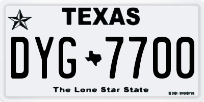 TX license plate DYG7700