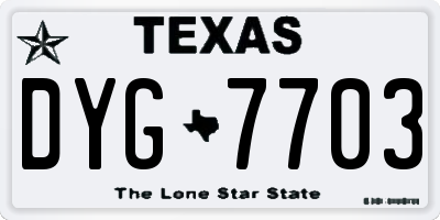 TX license plate DYG7703