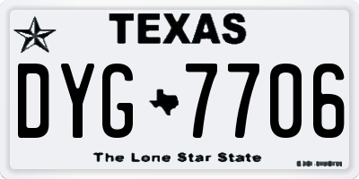 TX license plate DYG7706