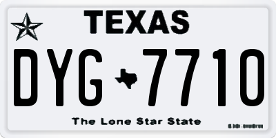 TX license plate DYG7710