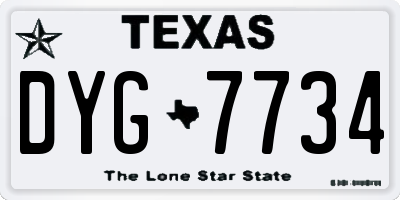 TX license plate DYG7734