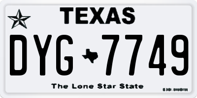 TX license plate DYG7749
