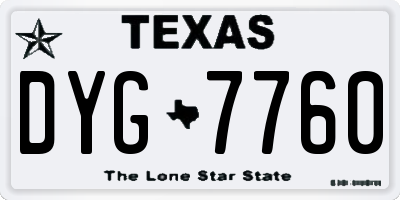 TX license plate DYG7760