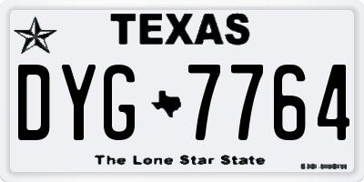 TX license plate DYG7764