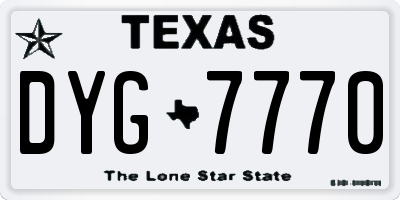 TX license plate DYG7770