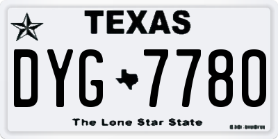 TX license plate DYG7780