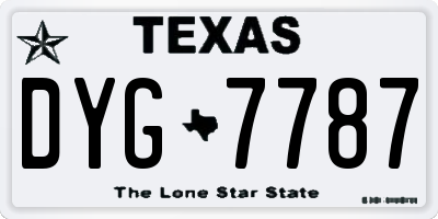 TX license plate DYG7787