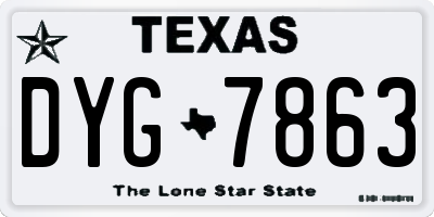 TX license plate DYG7863