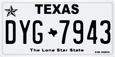 TX license plate DYG7943