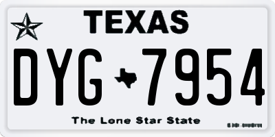 TX license plate DYG7954