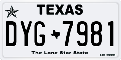 TX license plate DYG7981