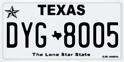 TX license plate DYG8005