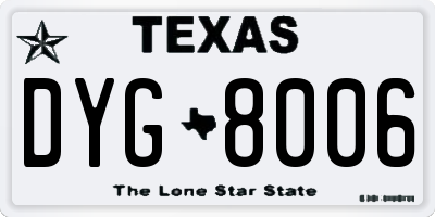 TX license plate DYG8006