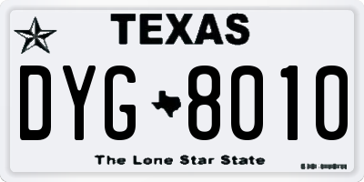 TX license plate DYG8010