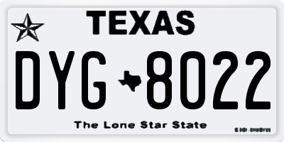 TX license plate DYG8022