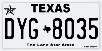 TX license plate DYG8035