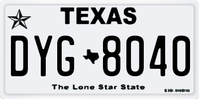 TX license plate DYG8040