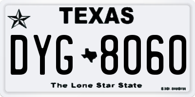 TX license plate DYG8060