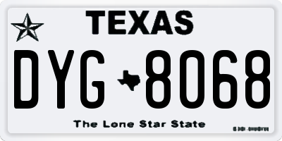 TX license plate DYG8068