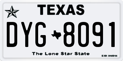 TX license plate DYG8091