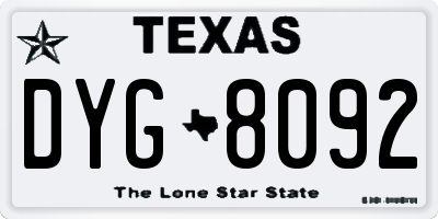 TX license plate DYG8092