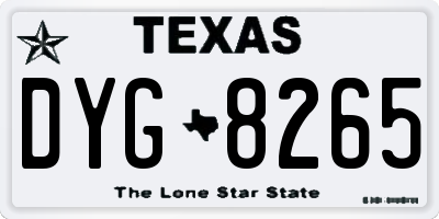 TX license plate DYG8265