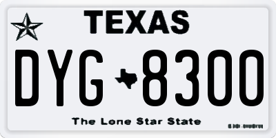 TX license plate DYG8300