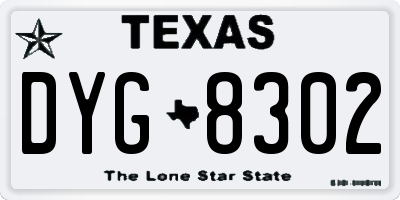 TX license plate DYG8302