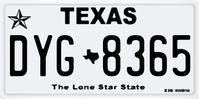 TX license plate DYG8365