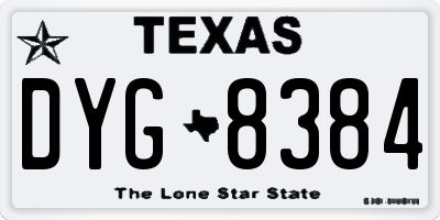 TX license plate DYG8384
