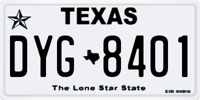 TX license plate DYG8401