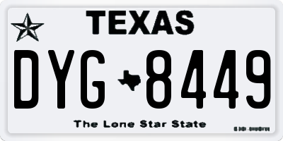 TX license plate DYG8449