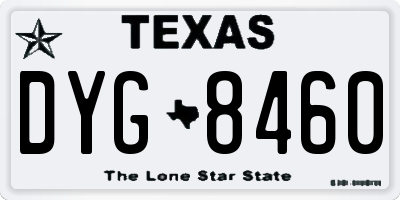 TX license plate DYG8460