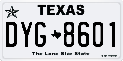 TX license plate DYG8601
