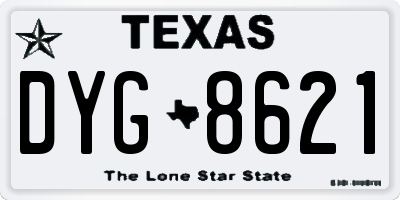 TX license plate DYG8621