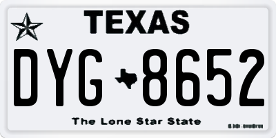TX license plate DYG8652