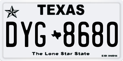 TX license plate DYG8680