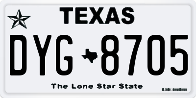 TX license plate DYG8705