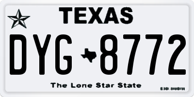 TX license plate DYG8772