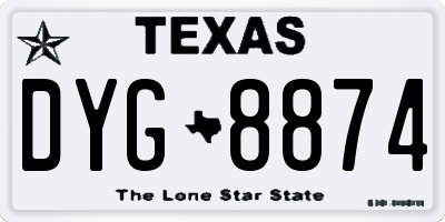 TX license plate DYG8874
