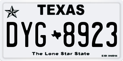 TX license plate DYG8923