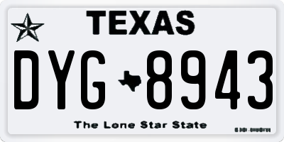 TX license plate DYG8943
