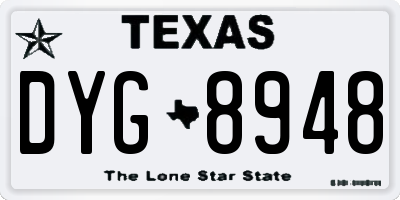 TX license plate DYG8948