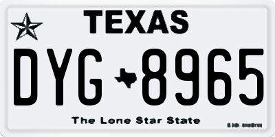 TX license plate DYG8965